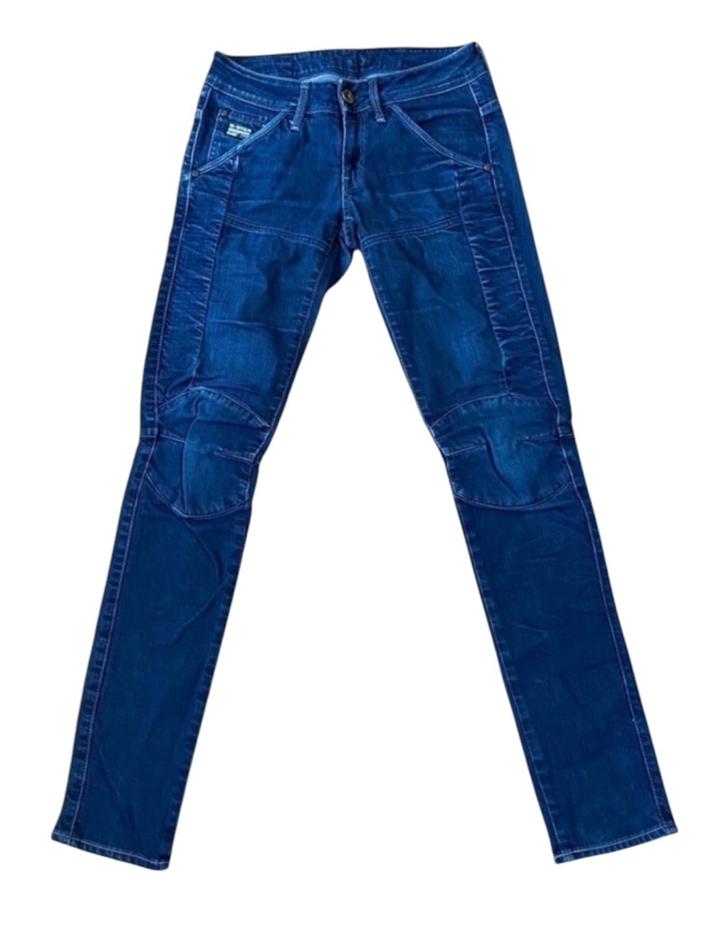 G-STAR RAW Elva 3D Slim Tapered Moto Jeans Dark Blue Stretch Denim W26